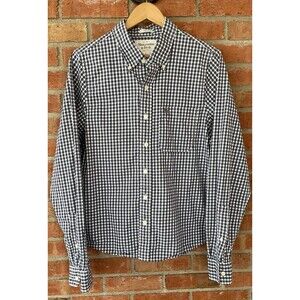 Abercrombie & Fitch Shirt Mens L Blue White Checked Muscle Fit Button Up Moose